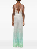 Elegant Gradient Crochet Deep V Wide-Leg Jumpsuit