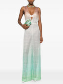 Elegant Gradient Crochet Deep V Wide-Leg Jumpsuit