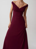 Elegant Off-Shoulder Ruched Waist Maxi Dress