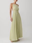 Elegant Pleated Strap Maxi Dress