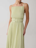 Elegant Pleated Strap Maxi Dress