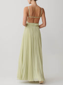 Elegant Pleated Strap Maxi Dress