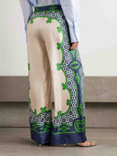 Unique Geometric Print Satin Two-piece Set