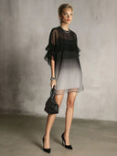 Exquisite Gradient Tassel Trim Chiffon Mini Dress
