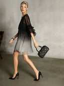 Exquisite Gradient Tassel Trim Chiffon Mini Dress