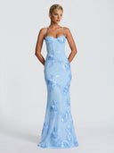 Elegant Floral Embroidered Spaghetti Strap Mermaid Maxi Dress