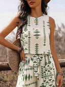 Geometric Print Loose Casual Wide Leg Pants