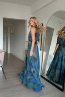 Asymmetric Design Printed Top Scarf And Skirt Set