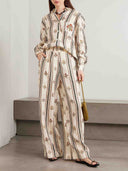 Bohemian Printed Striped Wide Leg Pants