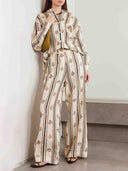 Bohemian Printed Striped Wide Leg Pants