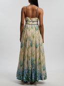 Elegant Square Neck Gradient Floral Spaghetti Strap Maxi Dress