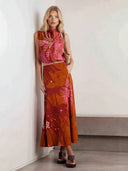 Retro Palm Tree Print Top & Skirt Two-Piece Set