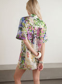 Elegant Floral Print Sequin Top & Skirt Two-Piece Set