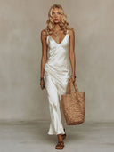 Flowy Chiffon Top & Satin Slip Dress Two-Piece Set