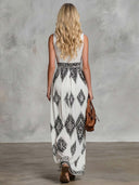 Bohemian Geometric Print Halter Maxi Dress