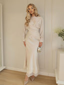 Elegant Satin Lace-trimmed Wrap Top Two-piece Set