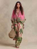 Bohemian Tropical Print High-Waist Wide-Leg Pants