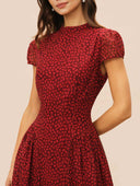 Retro Floral Pleated Flowy Midi Dress