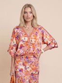 Exquisite Floral Print Satin Two-Piece Set