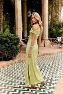 Off-shoulder Pleated Maxi Dress