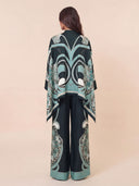 Elegant Abstract Print High-Waist Wide Leg Pants