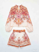 Resort Retro Paisley Print Shorts Two-Piece Set