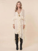 Elegant Tulle Ruffled Flowy Beach Maxi Dress