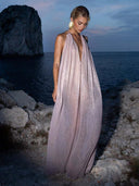 Elegant Tulle Pleated Evening Gown Maxi Dress