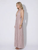 Elegant Tulle Pleated Evening Gown Maxi Dress
