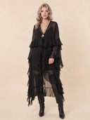 Elegant Tulle Ruffled Flowy Beach Maxi Dress