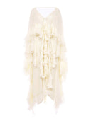 Elegant Tulle Ruffled Flowy Beach Maxi Dress