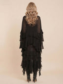 Elegant Tulle Ruffled Flowy Beach Maxi Dress