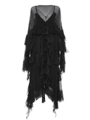 Elegant Tulle Ruffled Flowy Beach Maxi Dress