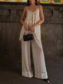 Elegant Vacation V-Neck Camisole Two-Piece Set