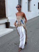 Bohemian Style Layered Ruffled Strapless Two-piece Set