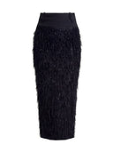 Elegant Satin Top & Sequin Feather Midi Skirt Two-Piece Set
