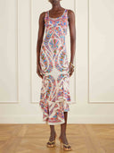 Elegant Paisley Print Cutout Back Midi Dress