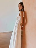 Delicate Lace Hook And Lace Up Sides Maxi Dress