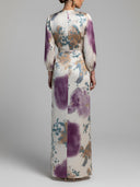 Elegant Watercolor Print Satin Top & Skirt Two-Piece Set