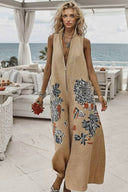 Stand Collar Printed Jumpsuit