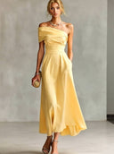 Off-shoulder High-waisted Dress