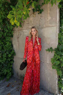 Unique Printed Blazer And Wide Leg Pants Set