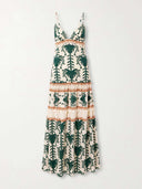 Casual Palm Tree Print V-Neck Tiered Maxi Dress