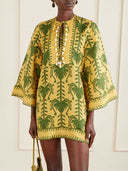 Casual Palm Tree Print Flare Sleeve Mini Dress