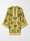 Casual Palm Tree Print Flare Sleeve Mini Dress
