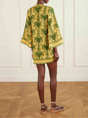 Casual Palm Tree Print Flare Sleeve Mini Dress