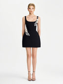 Elegant Floral Applique Sleeveless Mini Dress