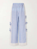 Striped Lace Trim Camisole & Wide-Leg Pants Pajama Set