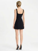 Elegant Floral Applique Sleeveless Mini Dress