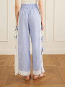 Striped Lace Trim Camisole & Wide-Leg Pants Pajama Set